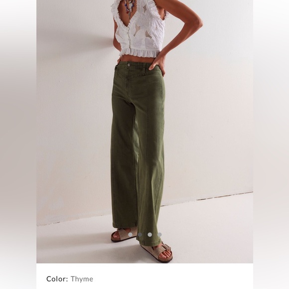 Free People Pants - We The Free Libra Wide Leg Jeans in Thyme NWT